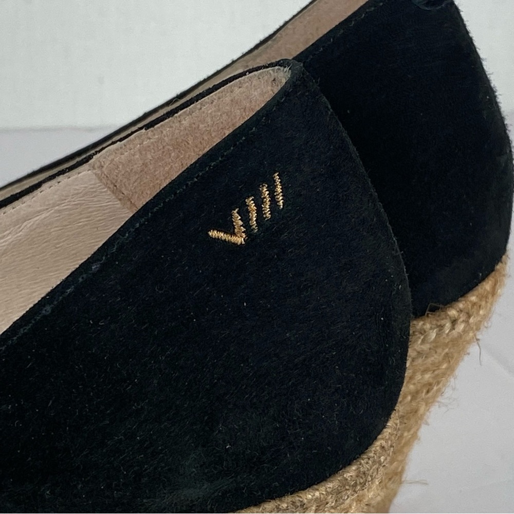 Viscata Roses Suede V Shaped Pointed Toe Espadrille Wedge Shoes Sz 40 EU Black - Picture 4 of 8